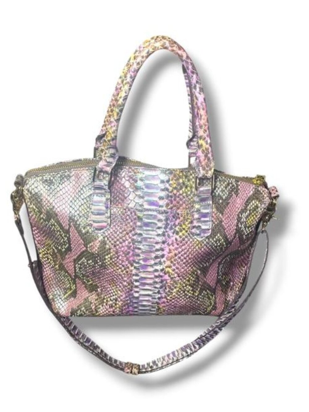 BRAHMIN - Large Duxbury Satchel Ombre Pink Purple Leather Handbag